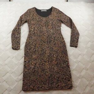Peruvian Connection Sheath Dress Womens Medium Long Sleeve Floral Print